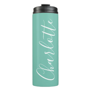 Chic Script Typografie Personalisiert Moderne Aqua Thermosbecher