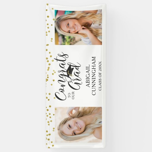 Chic Script Typografy GLÜCKWUNSCHS GRAD Foto Banne Banner (Vertikal)