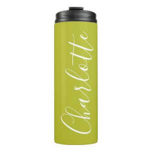 Chic Script Typografy Personalisiert Chartreuse  Thermosbecher