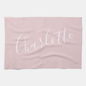 Chic Script Typografy Personalisiert Name | Rosa Geschirrtuch (Horizontal)