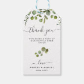 Chic Script Vielen Dank Eucalyptus Gastgeschenk Ho Geschenkanhänger (Vorderseite)