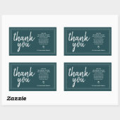 Chic Script Vielen Dank & Personal Message Deep Aq Rechteckiger Aufkleber (Blatt)