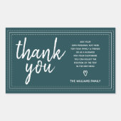 Chic Script Vielen Dank & Personal Message Deep Aq Rechteckiger Aufkleber (Vorderseite)