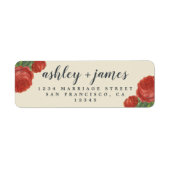 Chic Script Vintage Rose Hochzeit Rücksendeadresse (Vorne)