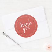 Chic Script Warm Red Vielen Dank Geschenklabel Runder Aufkleber (Umschlag)