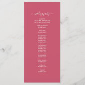 Chic Script warm Rosa Einfache Minimale Hochzeit Programm (Rückseite)
