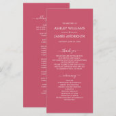 Chic Script warm Rosa Einfache Minimale Hochzeit Programm (Vorne/Hinten)