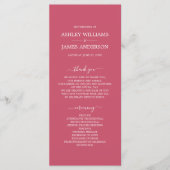 Chic Script warm Rosa Einfache Minimale Hochzeit Programm (Vorderseite)