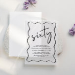 Chic Script Wavy Frame 60. Geburtstagsparty Pergament Einladungen<br><div class="desc">Chic Vellum 60. Geburtstagsfeier Einladung mit einem gewellten Rahmen,  "sechzig" in einem großen stilvollen Drehbuch,  den Namen der Ehrentin in eleganter Serifentypografie und die Party Details in einfachen,  modernen Schriften. Wenn gewünscht,  können Sie es auf einem Foto der Ehre für eine anspruchsvolle und zeitlose Touch überlagern.</div>