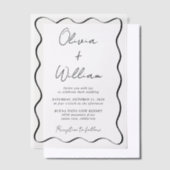 Chic Script Wavy Frame Wedding Pergament Einladungen (Versetzt)