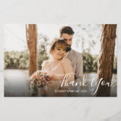 Chic Script Wedding 3 Foto Collage Danke Karte (Rückseite)