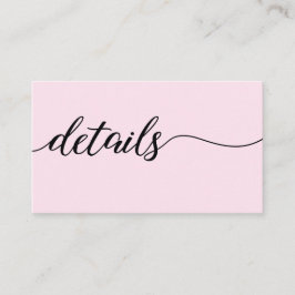 Chic Script Wedding Details Schwarz und Rosa Begleitkarte