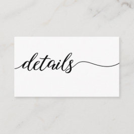 Chic Script Wedding Details schwarz-weiß Begleitkarte