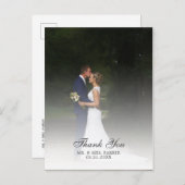 Chic Script Wedding Foto Vielen Dank Ankündigungspostkarte (Vorne/Hinten)