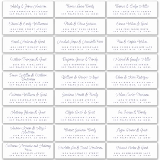 Chic Script Wedding Guest Address Labels (Vorderseite)