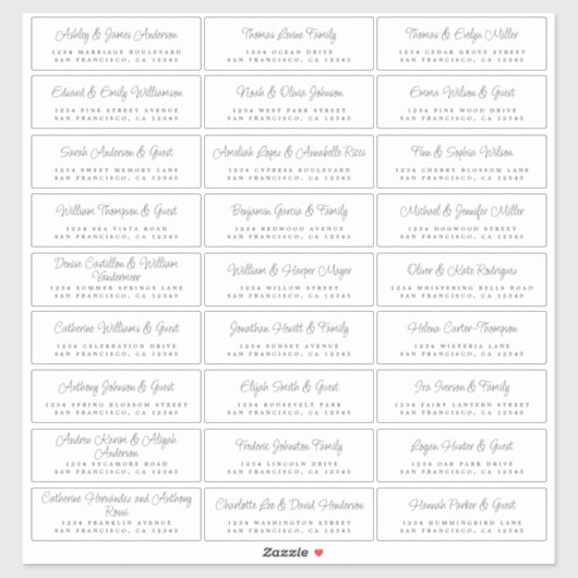 Chic Script Wedding Guest Address Labels (Blatt)