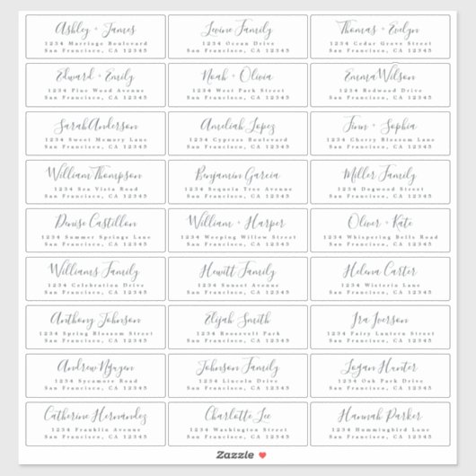 Chic Script Wedding Guest Address Labels (Blatt)