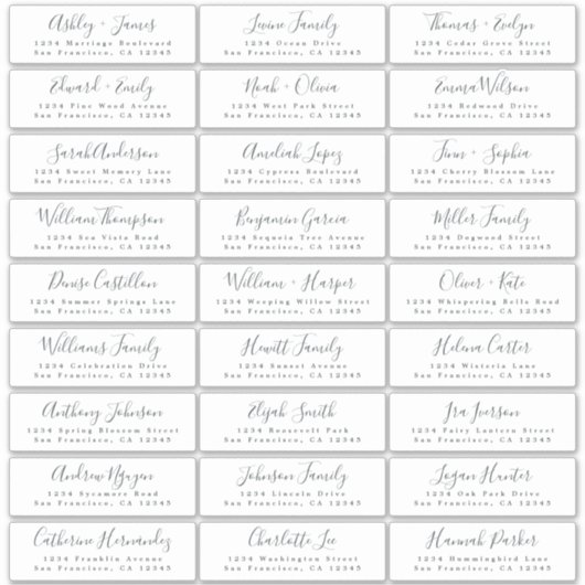 Chic Script Wedding Guest Address Labels (Vorderseite)