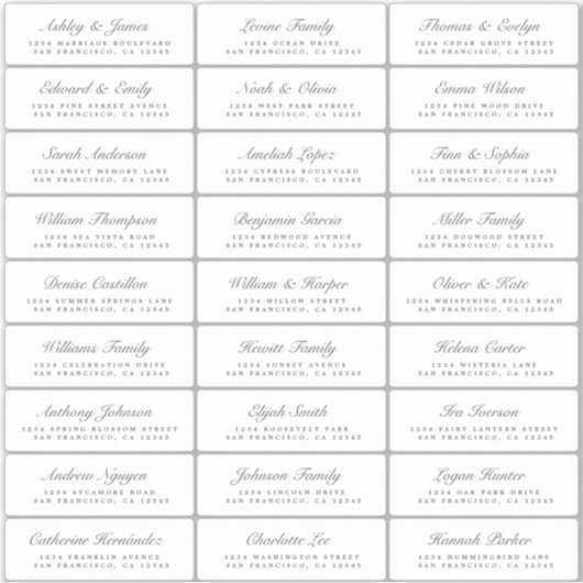 Chic Script Wedding Guest Address Labels (Vorderseite)
