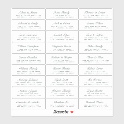Chic Script Wedding Guest Address Labels (Blatt)