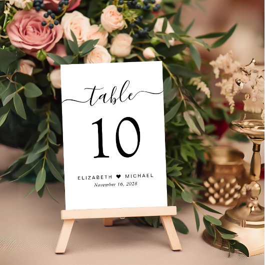 Chic Script Wedding Reception Tischnummer