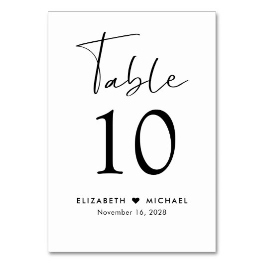 Chic Script Wedding Reception Tischnummer (Rückseite)