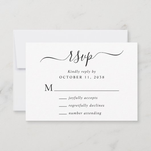 Chic Script Wedding RSVP Karte (Vorderseite)