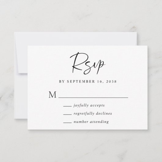 Chic Script Wedding RSVP Karte (Vorderseite)