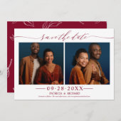 Chic Script Wedding Save the Date 2 Foto Collage Einladung (Vorne/Hinten)