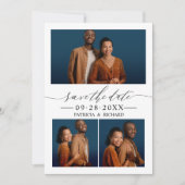 Chic Script Wedding Save the Date 3 Foto Collage Einladung (Vorderseite)