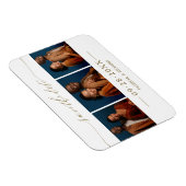 Chic Script Wedding Save the Date 3 Foto Collage Magnet (Rechte Seite)
