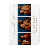 Chic Script Wedding Save the Date 3 Foto Collage Magnet (Vertikal)