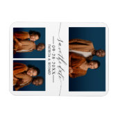 Chic Script Wedding Save the Date 3 Foto Collage Magnet (Horizontal)