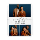 Chic Script Wedding Save the Date 3 Foto Collage Magnet (Vertikal)