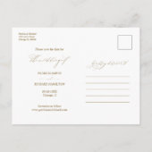 Chic Script Wedding Save the Date 3 Foto Collage Postkarte (Rückseite)