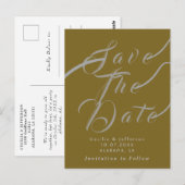 Chic Script Wedding Save the Date Announcement Postkarte (Vorne/Hinten)