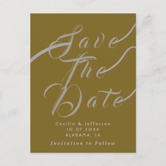 Chic Script Wedding Save the Date Announcement Postkarte (Vorderseite)