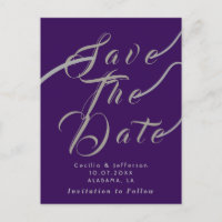 Chic Script Wedding Save the Date Announcement