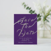 Chic Script Wedding Save the Date Announcement Postkarte (Stehend Vorderseite)
