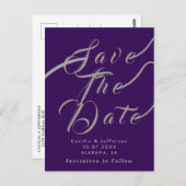 Chic Script Wedding Save the Date Announcement Postkarte (Vorne/Hinten)