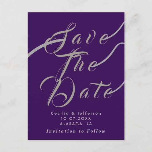 Chic Script Wedding Save the Date Announcement Postkarte (Vorderseite)