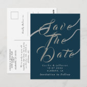 Chic Script Wedding Save the Date Announcement Postkarte (Vorne/Hinten)