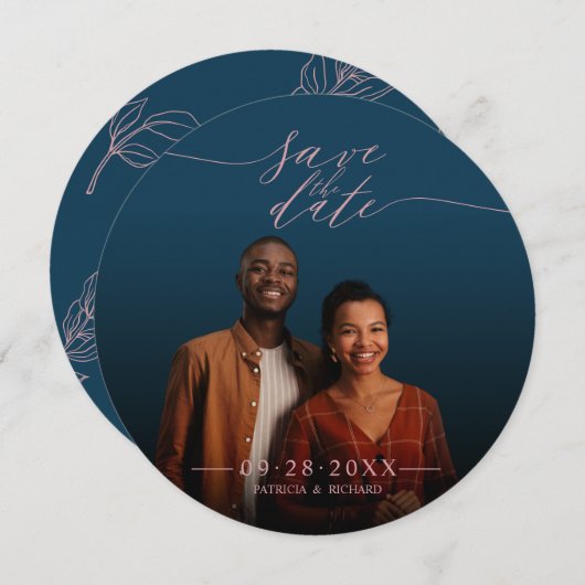 Chic Script Wedding Save the Date Foto Einladung (Vorne/Hinten)