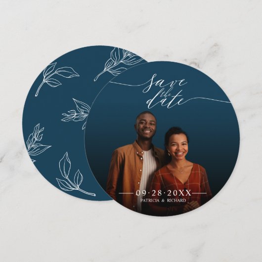 Chic Script Wedding Save the Date Foto Einladung (Vorne/Hinten)