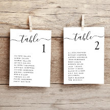 Chic Script Wedding Table Seekarte