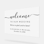 Chic Script Wedding Willkommen Mattiert Acrylschild (Winkel)