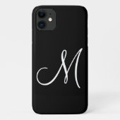 Chic Script White Initial Black Case-Mate iPhone Hülle (Rückseite)
