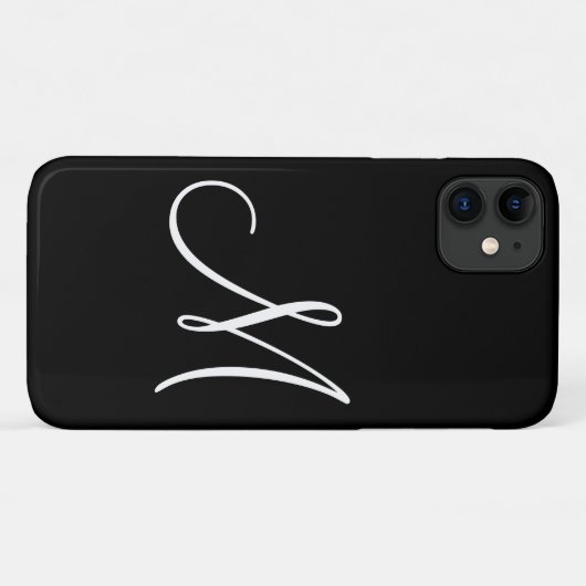 Chic Script White Initial Black Case-Mate iPhone Hülle (Rückseite (Horizontal))