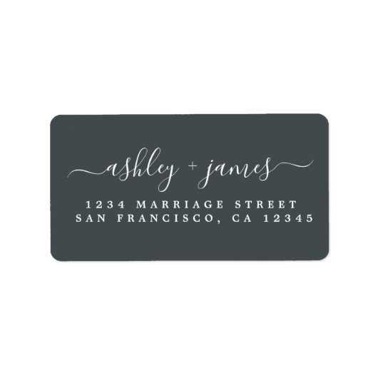 Chic Script White Wedding Return Address Label Adressaufkleber (Vorne)