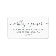 Chic Script White Wedding Return Address Label